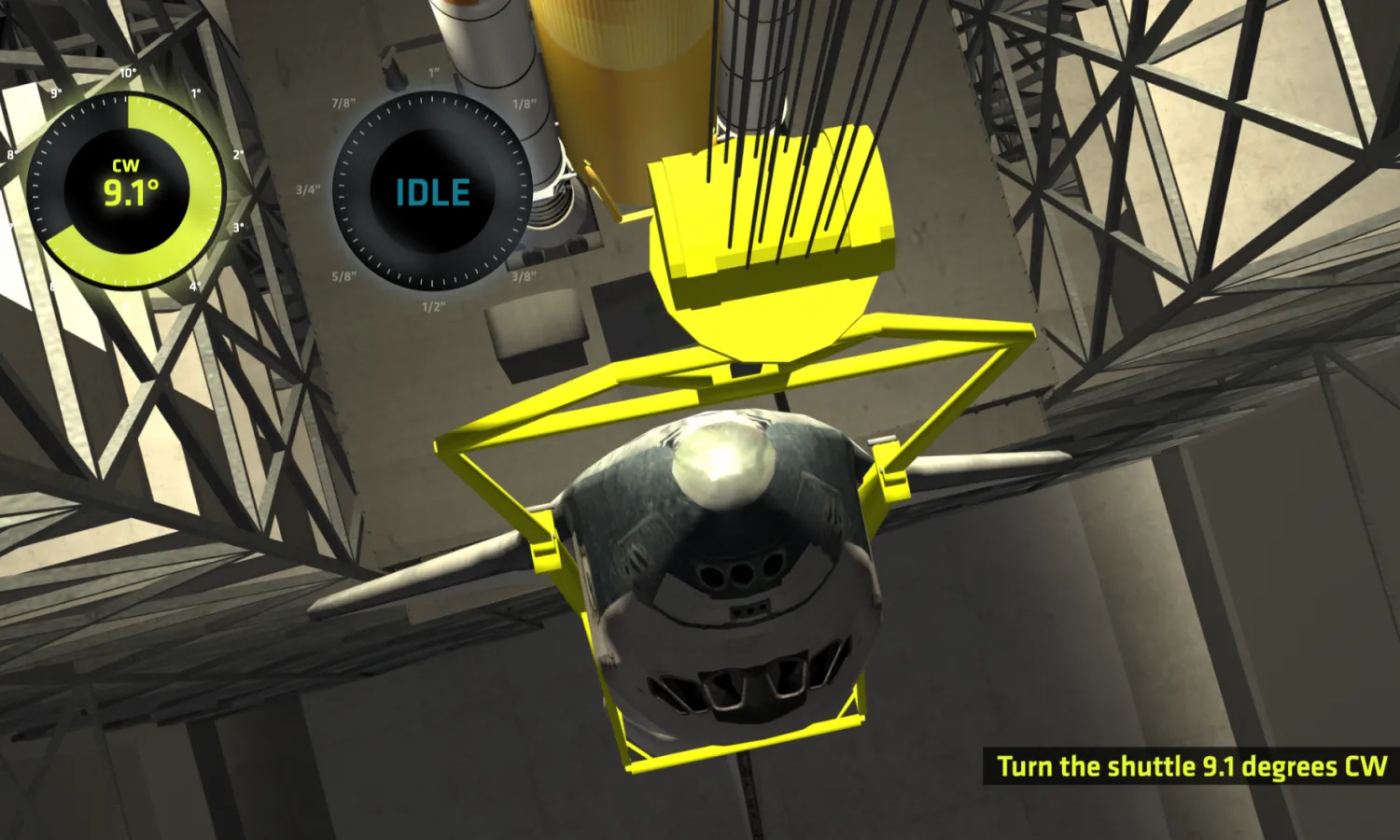 In-game image of a space shuttle simulator.